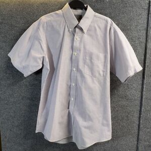 Vintage Le Tigre Shirt Men Large Striped Purple White Button Down Leisure Casual